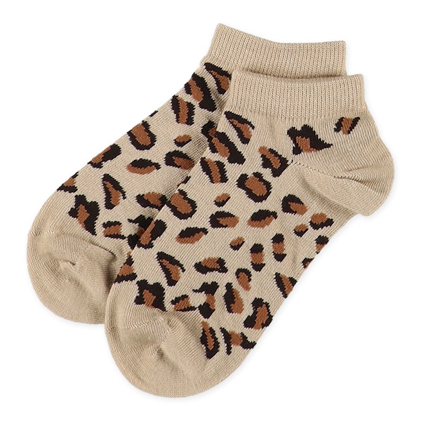 3足組スクールローカットソックス（ヒョウ柄）