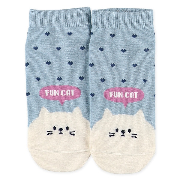 3足組スクールローカットソックス（ねこ・ハート）