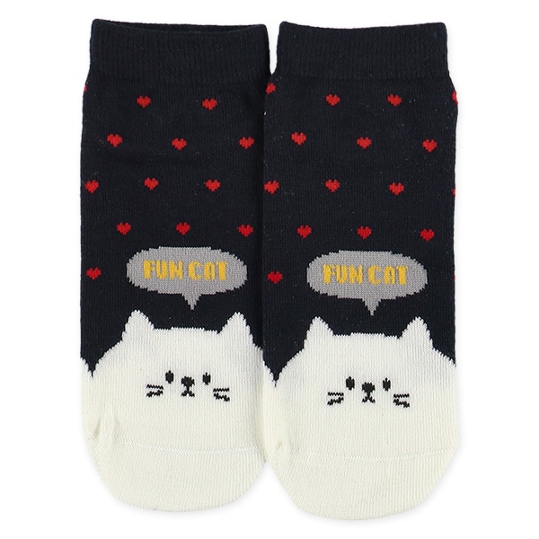 3足組スクールローカットソックス（ねこ・ハート）