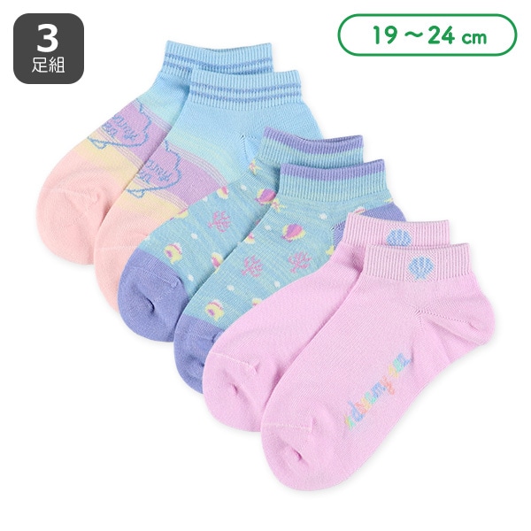 3足組スクールローカットソックス（シェル柄）