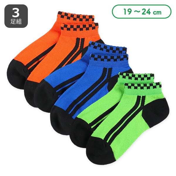 3足組スクールローカットソックス（サイドライン）