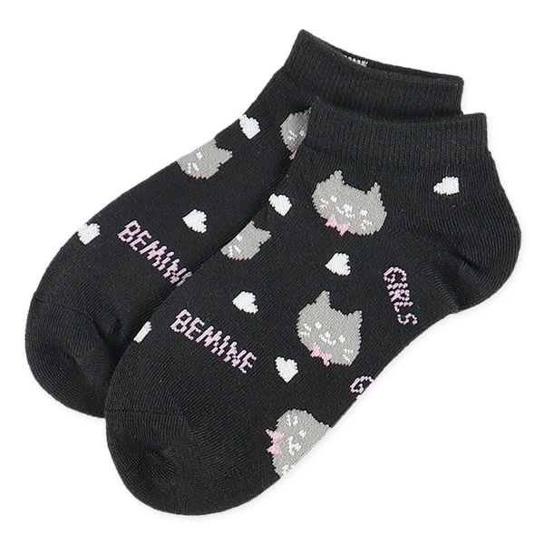 3足組スクールローカットソックス（ねこ）