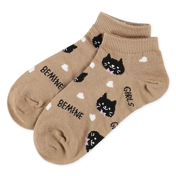 3足組スクールローカットソックス（ねこ）