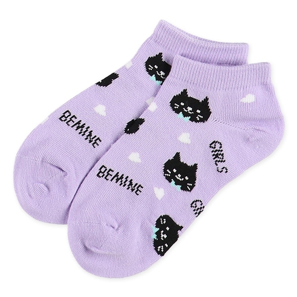 3足組スクールローカットソックス（ねこ）