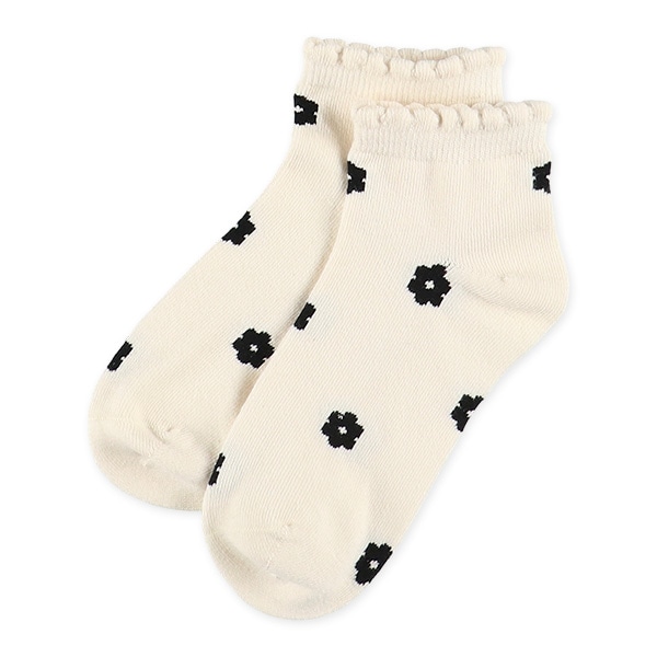 3足組スクールローカットソックス（花柄）