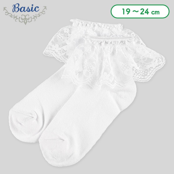 スクールアンクルソックス（ホワイト・大レース）