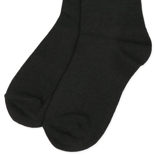 3足組スクールクルーソックス（ブラック無地）