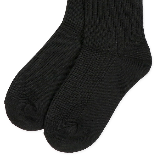 3足組スクールクルーソックス（リブブラック）