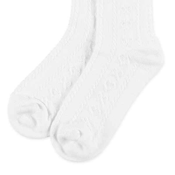 スクールハイソックス（ホワイト・ハートリボンレース）