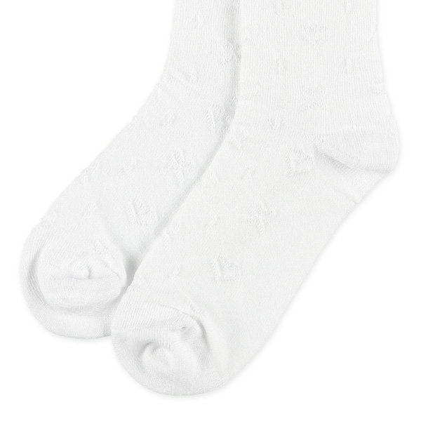 スクールハイソックス（ホワイト・リボンレース）