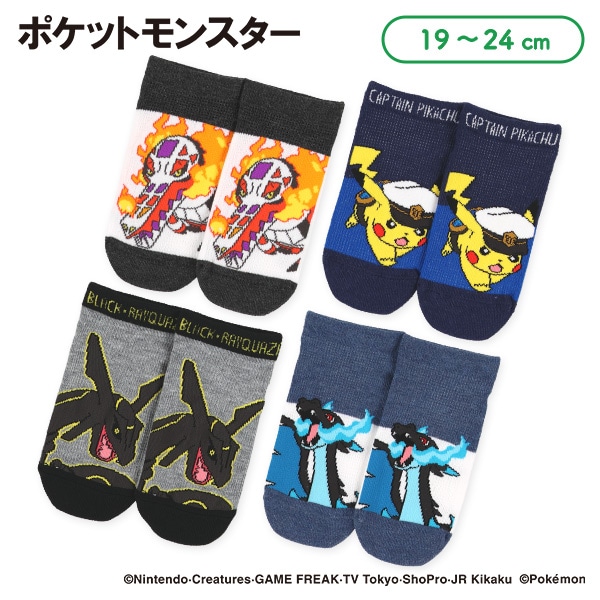 スクールローカットソックス（ラウドボーン・黒いレックウザ・キャプテンピカチュウ・メガリザードンX）