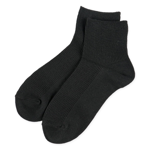 3足組レディースアンクルソックス（リブブラック）