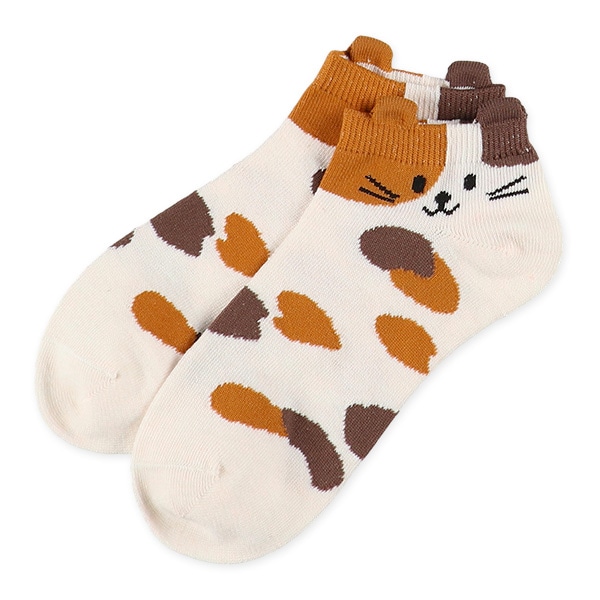 3足組レディースローカットソックス（ねこ耳突起）