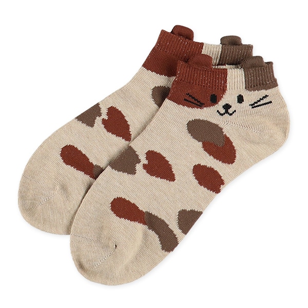 3足組レディースローカットソックス（ねこ耳突起）