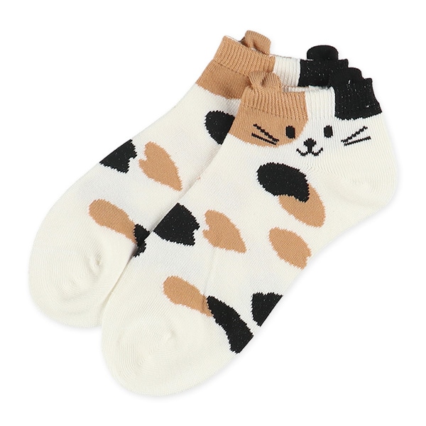 3足組レディースローカットソックス（ねこ耳突起）