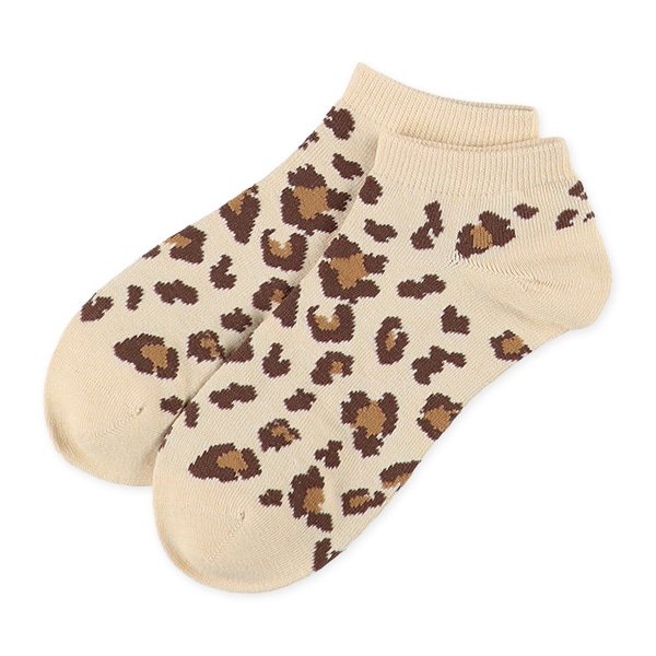 3足組レディースローカットソックス（ヒョウ柄）