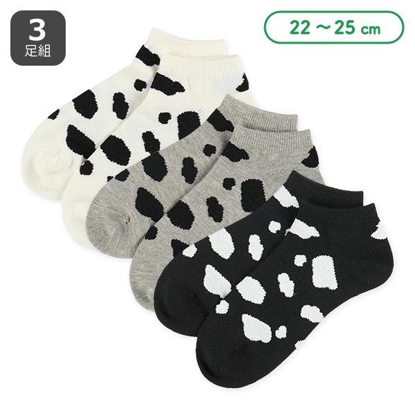 3足組レディースローカットソックス（ホルスタイン柄）