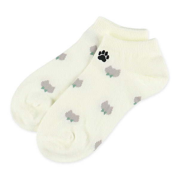 3足組レディースローカットソックス（ねこフェイス総柄）