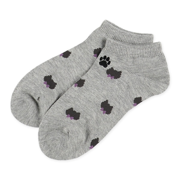 3足組レディースローカットソックス（ねこフェイス総柄）