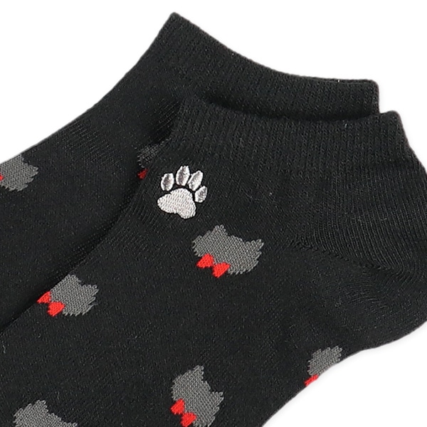 3足組レディースローカットソックス（ねこフェイス総柄）