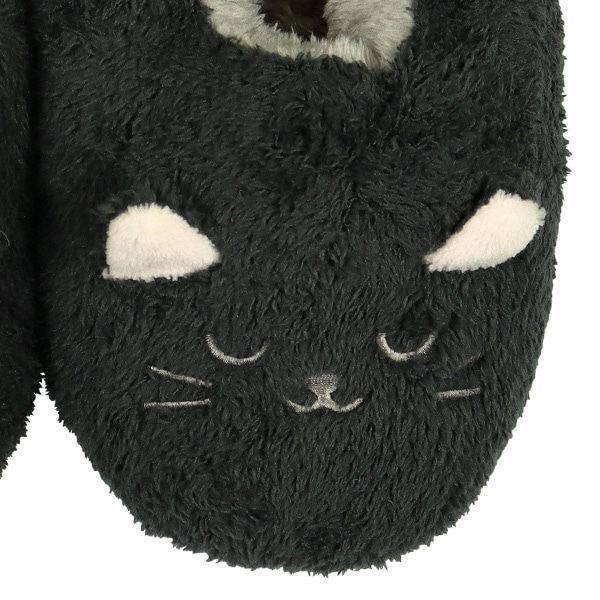 もこもこレディースルームソックス（黒ねこ）