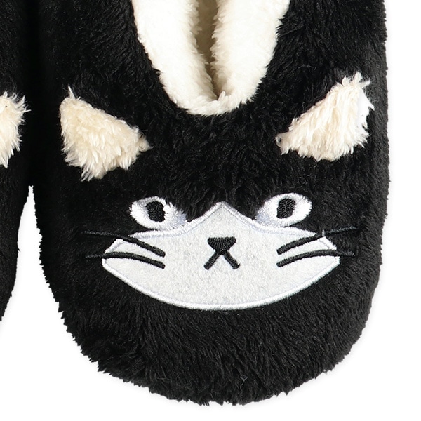 もこもこレディースルームソックス（黒ねこ）