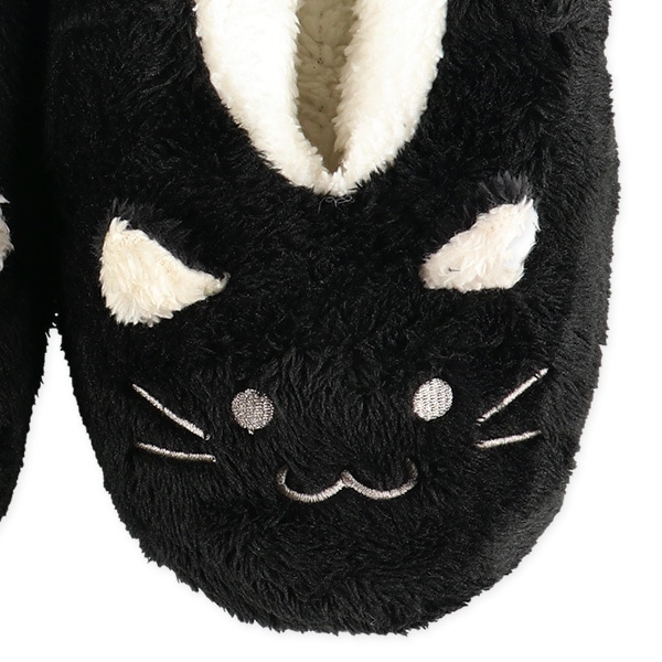 もこもこレディースルームソックス（黒ねこ）
