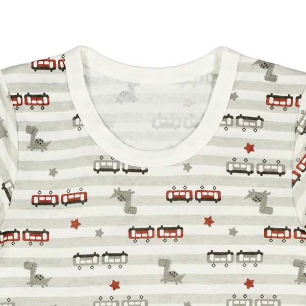 3枚組半袖シャツ肌着（恐竜・電車・ピスネーム）