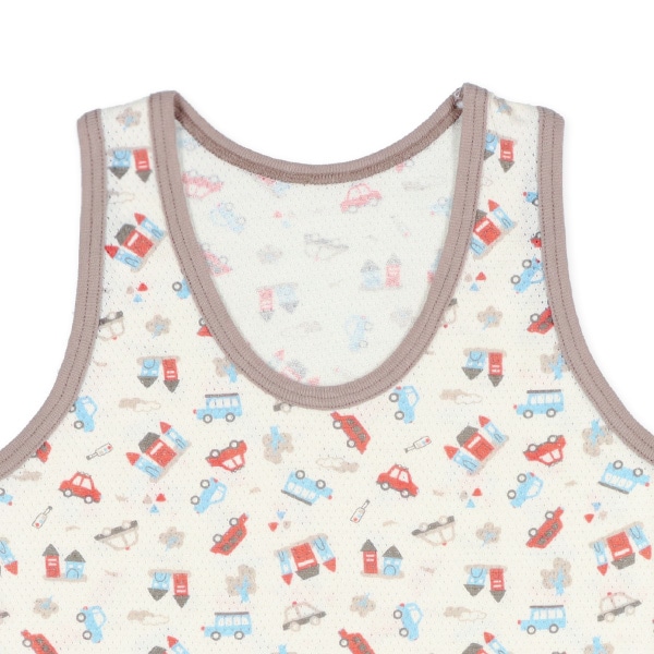 3枚組メッシュランニング肌着（くるま総柄・ピスネーム）