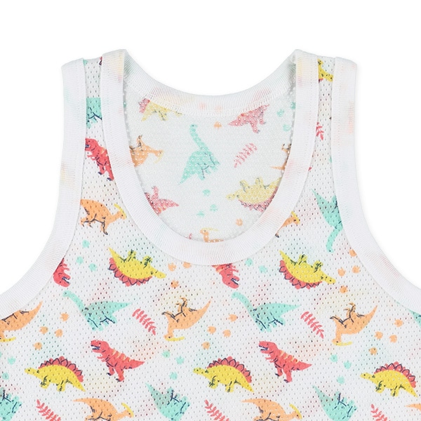 3枚組メッシュランニング肌着（カラフル恐竜・ピスネーム）