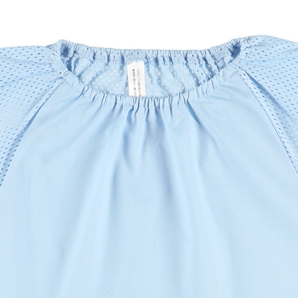 背面メッシュフレンチ袖スモック（ライトブルー）