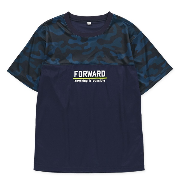 胸切り替え迷彩柄半袖Tシャツ＆ハーフパンツセット