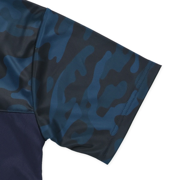 胸切り替え迷彩柄半袖Tシャツ＆ハーフパンツセット