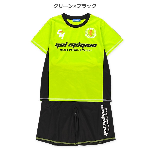 メッシュ胸ロゴエンブレム半袖Tシャツ＆ハーフパンツセット