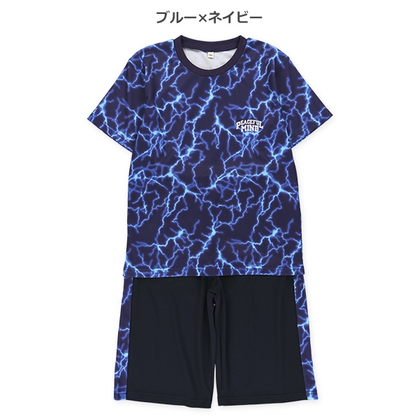 総柄ブリスター半袖Tシャツ&ハーフパンツセット