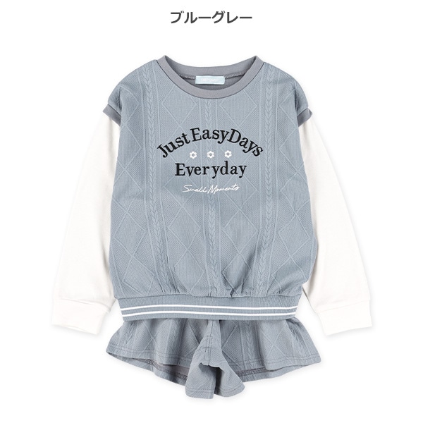 ふくれジャガードレイヤード風トレーナー&ショートパンツセット