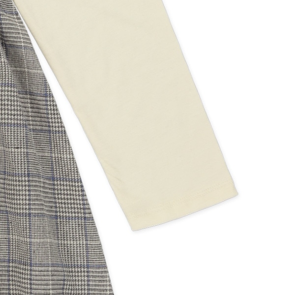 チェックレイヤード風長袖ワンピース