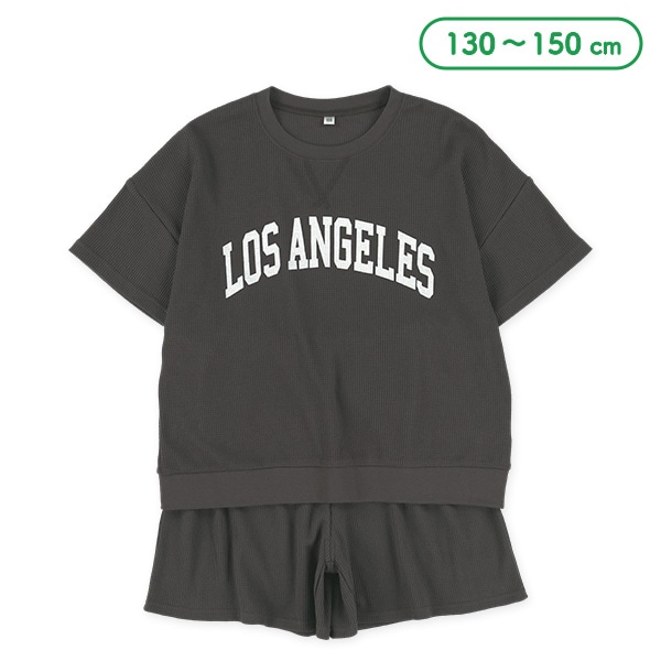 胸ロゴワッフル半袖Tシャツ&パンツセット