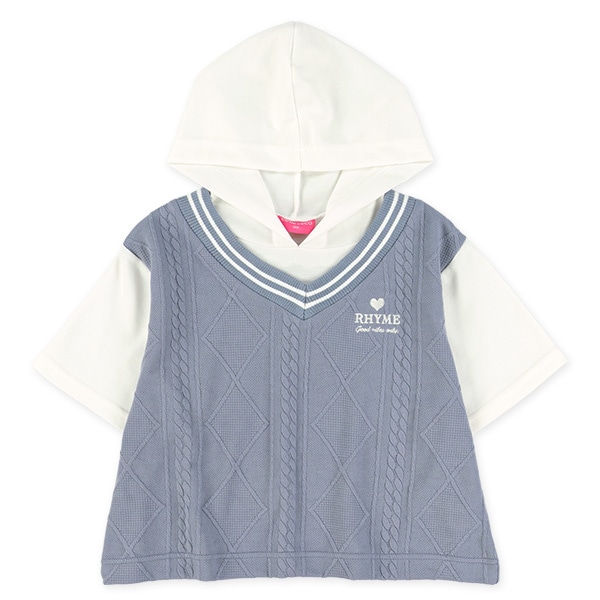 ふくれジャガードレイヤード風半袖パーカー＆スカートセット