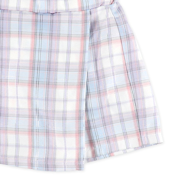 メッシュレイヤード風半袖Tシャツ&キュロットパンツセット