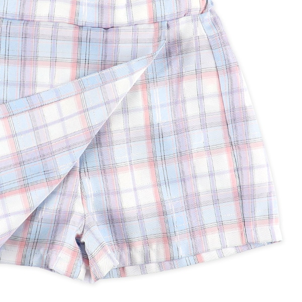 メッシュレイヤード風半袖Tシャツ&キュロットパンツセット