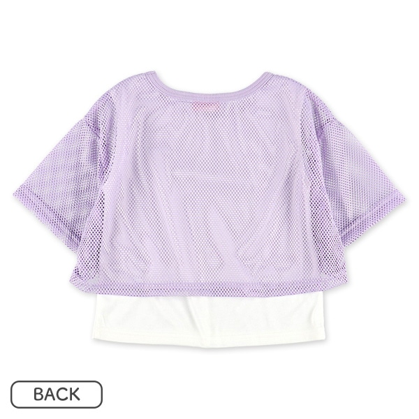 メッシュレイヤード風半袖Tシャツ&キュロットパンツセット