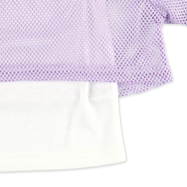 メッシュレイヤード風半袖Tシャツ&キュロットパンツセット