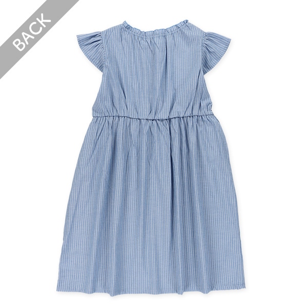 ダンガリーストライプ袖フリルワンピース