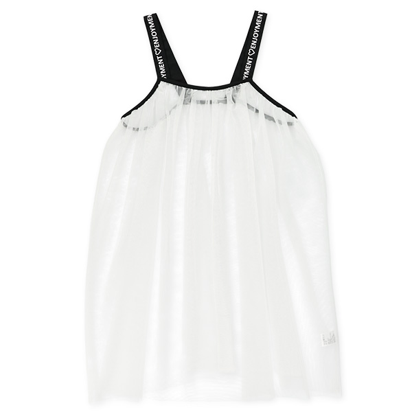 肩ひもロゴチュールワンピース&無地半袖ワンピースセット