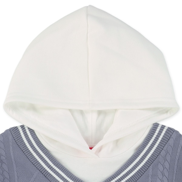 裏起毛ふくれジャガードレイヤード風フード付きトップス＆スカート