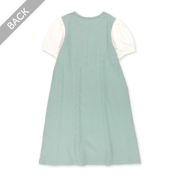 袖布帛半袖ワンピース