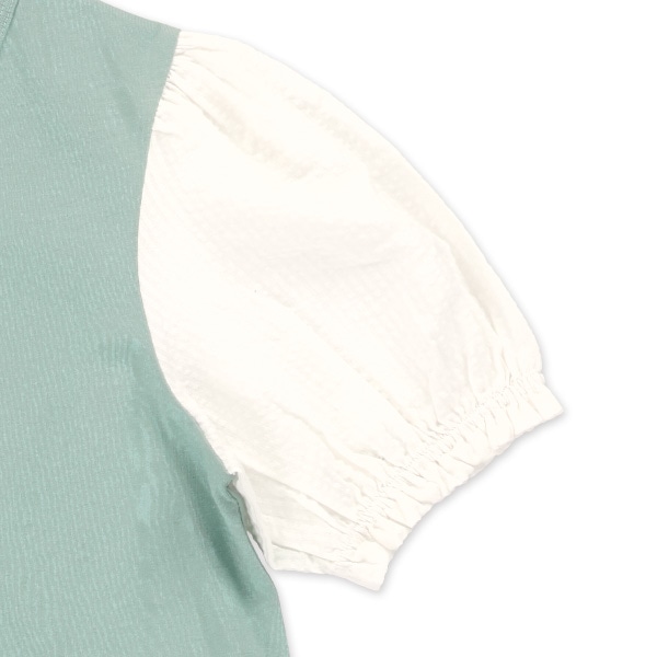 袖布帛半袖ワンピース