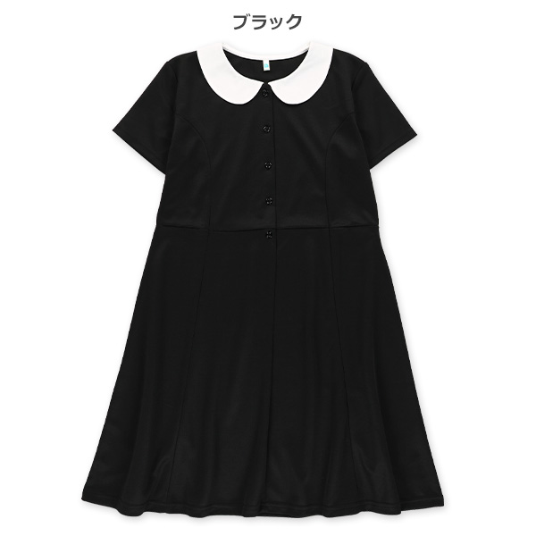 ポンチ襟付きフォーマル半袖ワンピース