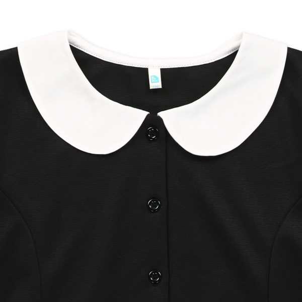 ポンチ襟付きフォーマル半袖ワンピース